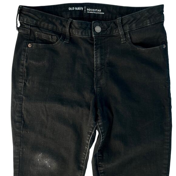 Old Navy RockStar Mid Rise Skinny Jeans Black Size 10 Long - Picture 3 of 13